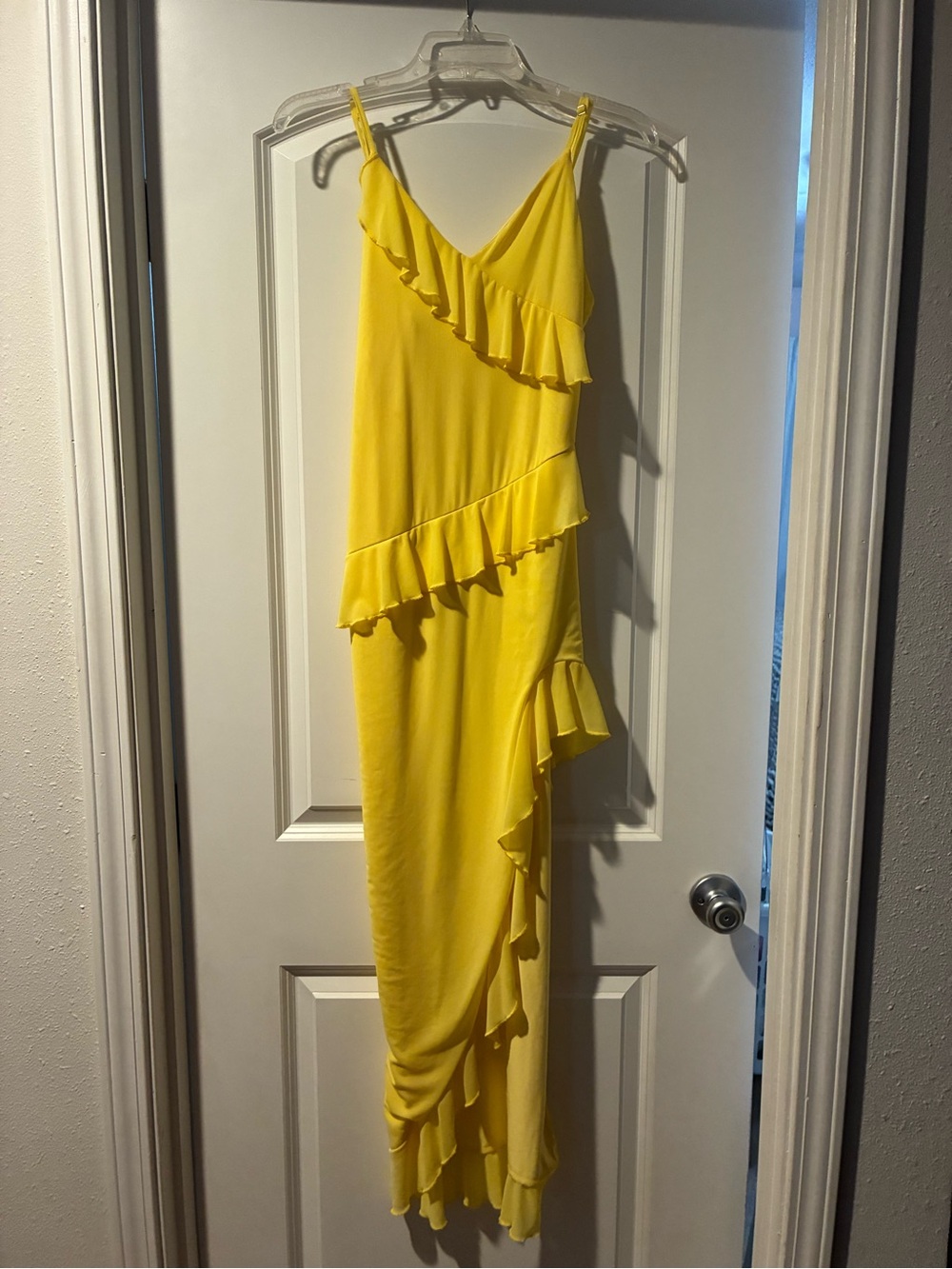 SHEIN Bright Yellow Ruffle High-Low Slip Dress